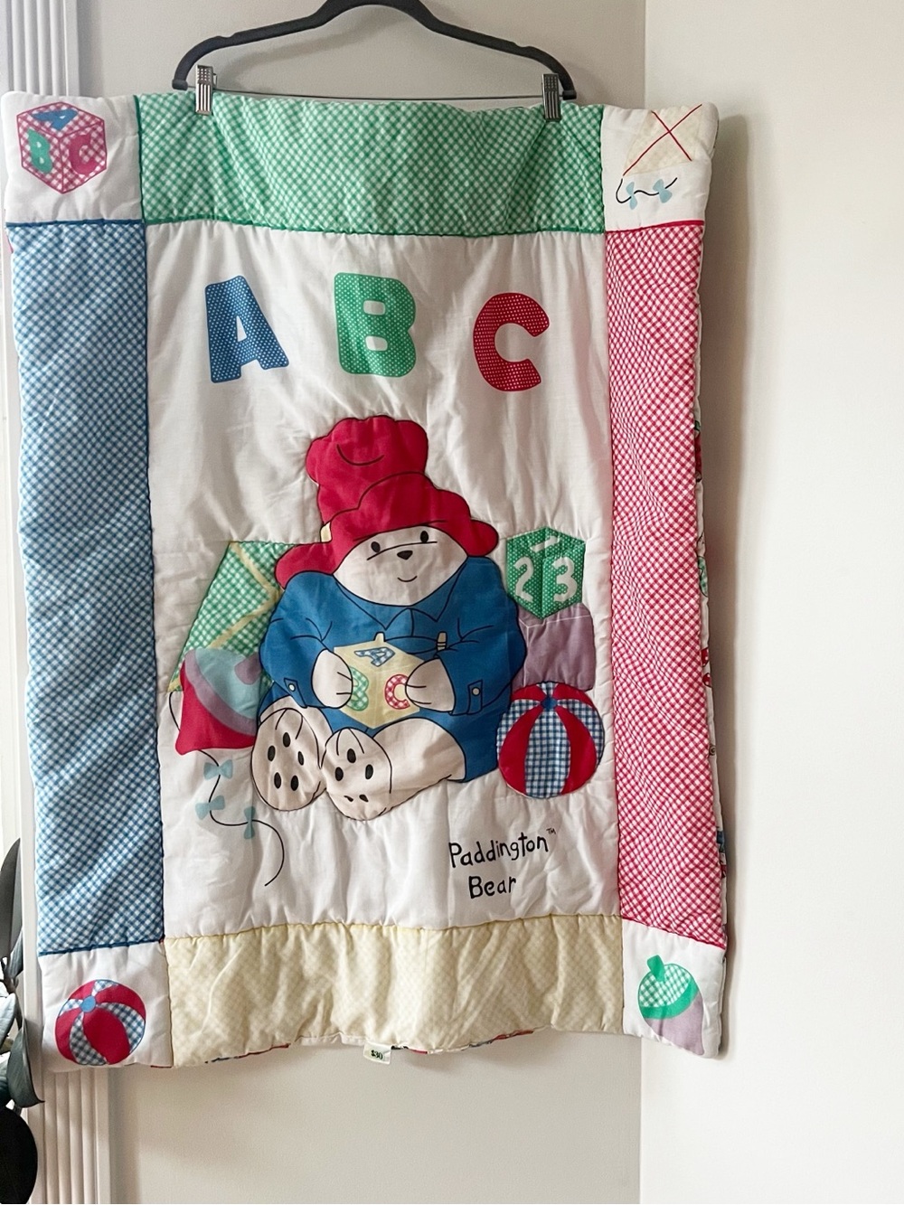 Vintage 1992 Paddington Bear ABC Quilt by Eden Toys 30x40